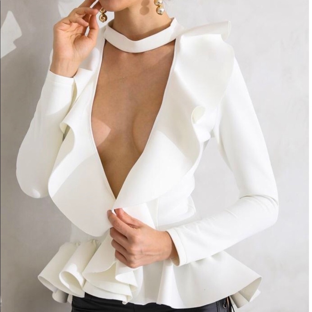 White Plunge Top